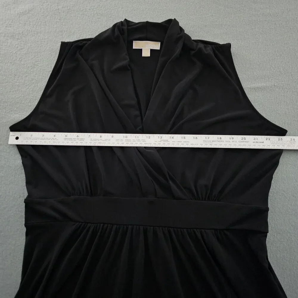 Michael Kors Maxi Dress 2X Black Sleeveless Stretchy Flowy Classic Travel Office